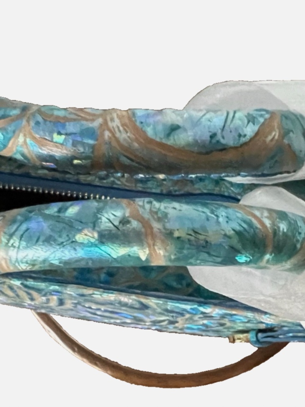 💙🩵 NWOT Brahmin Blue Serenity Sonic Large Elaine Dazzling Hologram Handbag🩵💙 - Picture 10 of 16